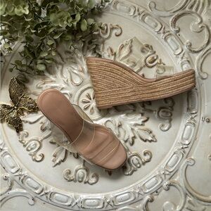 Forever 21 Clear Platform Espadrille Wedges Size 6